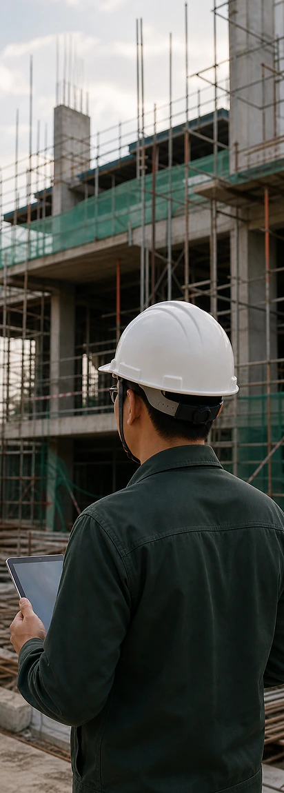 Kỹ sư giám sát ghi nhận hiện trạng thi công trên công trường